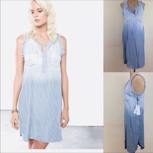 Fifteen Twenty Frayed finish shirt dress blue white ombré XS